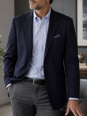 Jos. A. Bank Men's 100% Cashmere Navy Blazer Size 46R